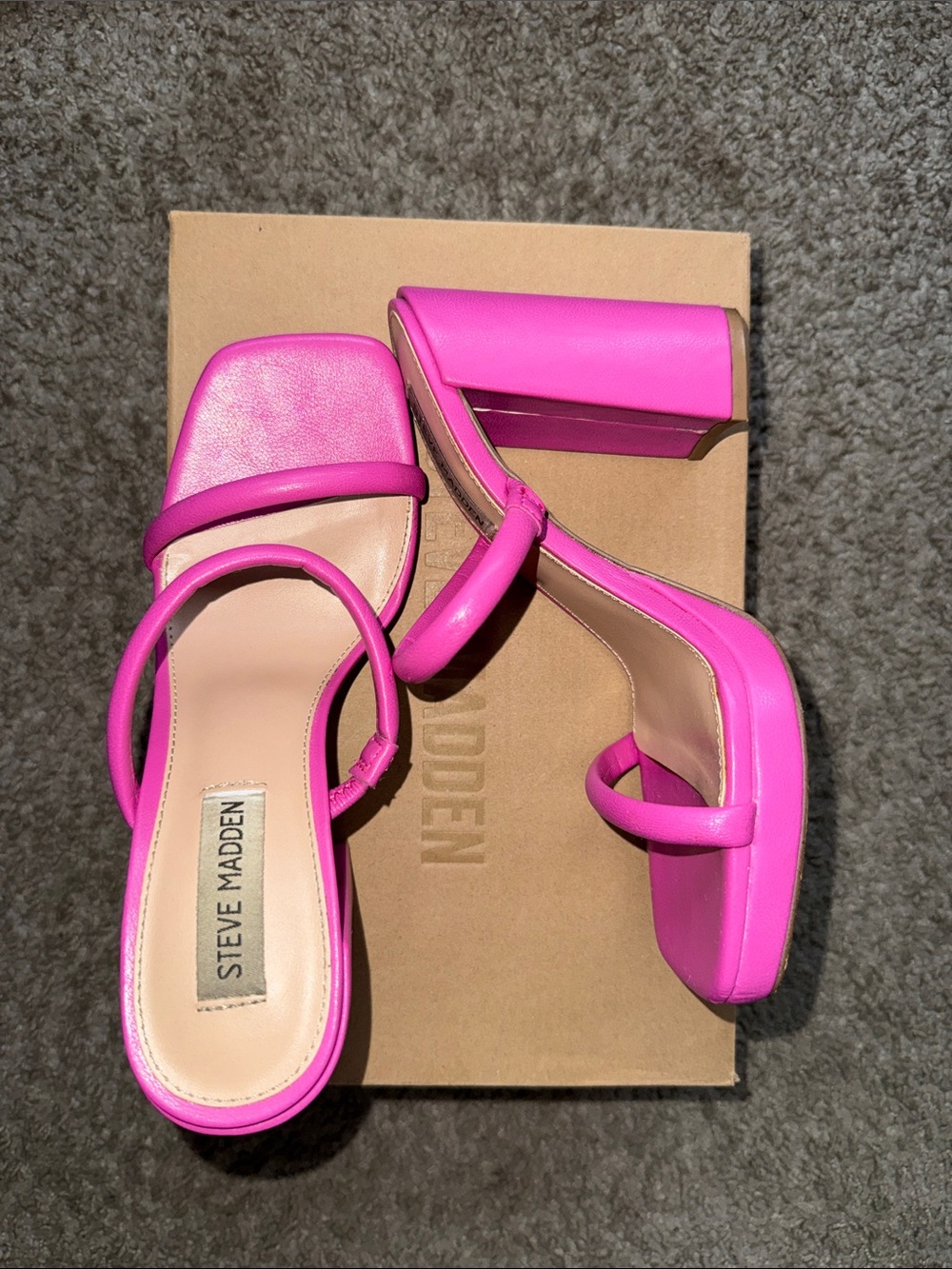 Steve Madden Hot Pink Strappy Block Heel Sandals
